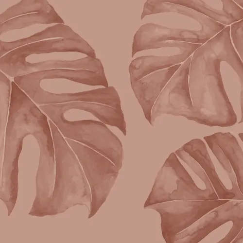 Terracotta akvarell Monstera Leaf veggmaleri