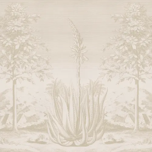 Beige Aloe Vera Botanical Mural