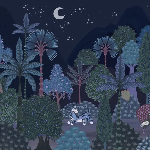 Dark Nocturnal Indian Jungle Mural-tapeter