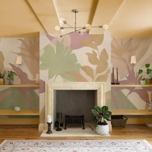 Bright Abstract Tropical Foliage Mural