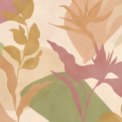 Bright Abstract Tropical Foliage Mural