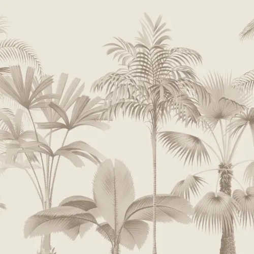 Neutral Vintage Tropical Palm Tree Mural