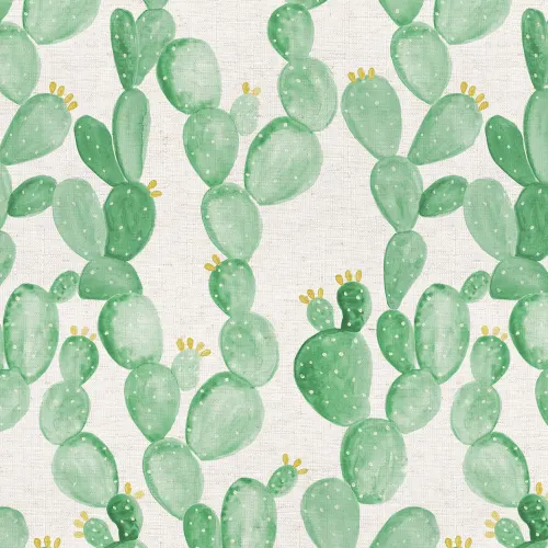 Carta da Parati Cactus con Fiore Giallo ad Acquerello