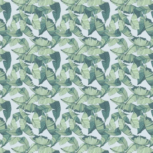 Papier Peint Panoramique Feuilles Tropicales Bleues et Vertes