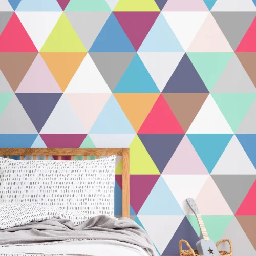 Multi-Colored Triangles Geometric Wallpaper Mural