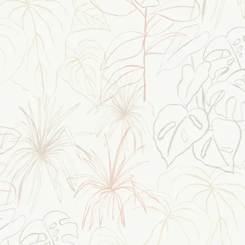 Light Pastel Inky Tropical Pattern Wallpaper Mural