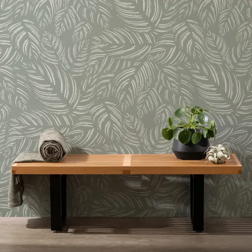 Green Calathea Leaf Pattern Wall Mural