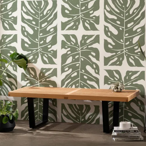 Green Repeat Tiled Monstera Leaf Wallpaper Mural