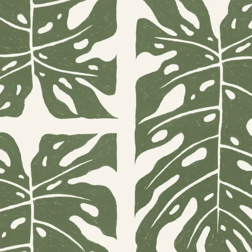 Green Repeat Tiled Monstera Leaf Wallpaper Mural