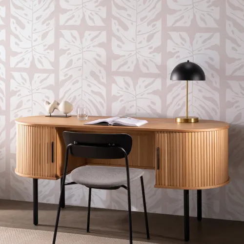 Beige Repeat Tiled Monstera Leaf Wallpaper Mural