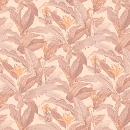 Papier peint botanique vintage Botanist Blush dans des tons floraux roses doux