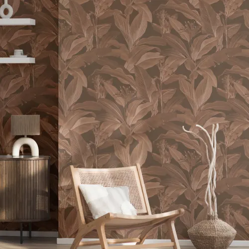 Botanist Ciemna tapeta botaniczna w stylu vintage w bogatych odcieniach brązu