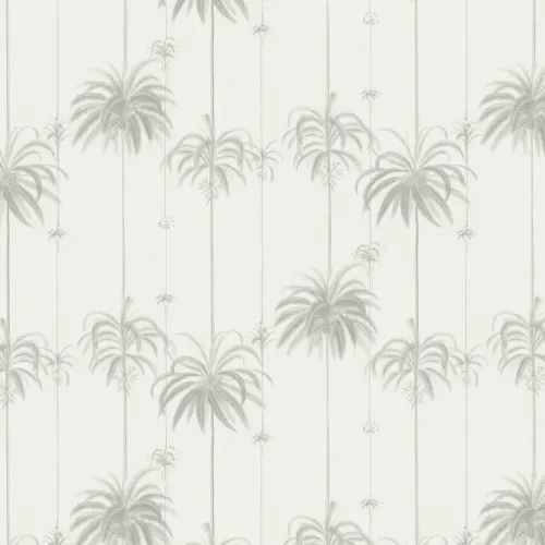 Beige stribet tapet med tropiske palmer
