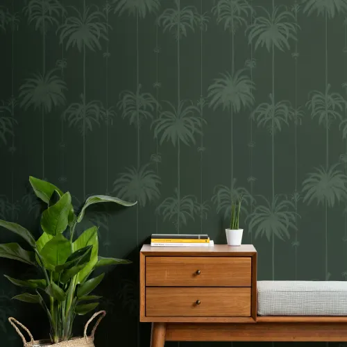 Papel de parede de Palmeiras tropicais às riscas verdes