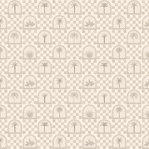 Neutral Mediterranean Palms Tile & Arch Mural