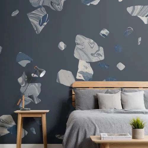 Albastru marin Marbled Terrazzo Wallpaper Mural