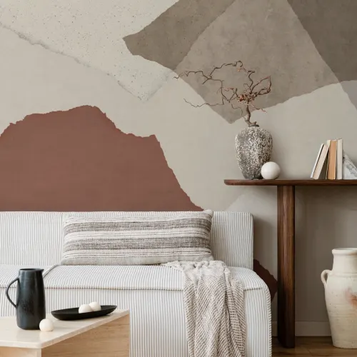 Large Neutral Terrazzo Inspired Wallpaper Mural