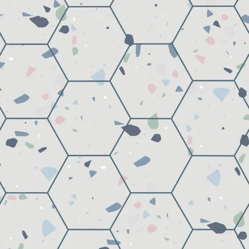 Hexagon Tile Terrazzo Pattern Wallpaper Mural