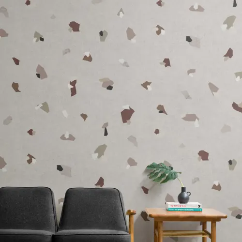 Earth Tones Terrazzo Effect Pattern Wallpaper Mural