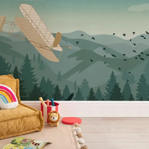 Wrights Brothers Vintage Plane Wallpaper Mural