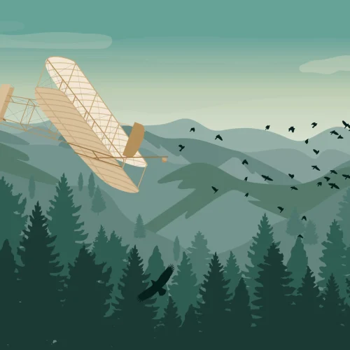 Wrights Brothers Vintage Plane Wallpaper Mural
