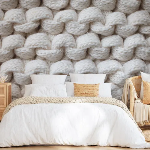 Hvid Chunky Knit tapet vægmaleri