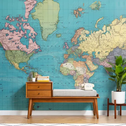 Vintage Tidal Map Wallpaper Mural