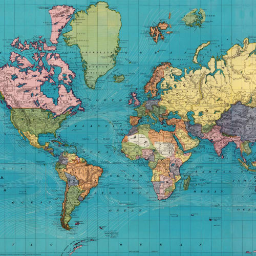 Vintage Tidal Map Wallpaper Mural
