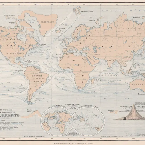 Papier Peint Panoramique Carte Vintage des Courants Marins