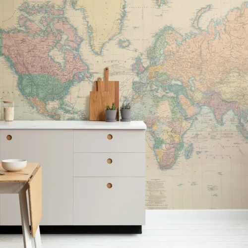 Papier Peint Panoramique Carte Mondiale de Mercator