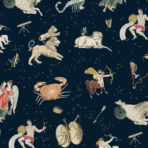 Carta da parati sui segni zodiacali illustrata del blu