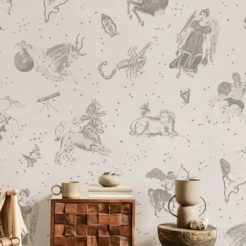 Gråt illustreret astrologisk fototapet med stjernetegn