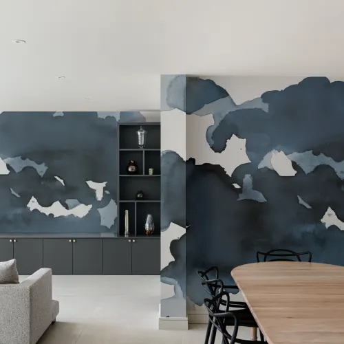 Mirage Deep Blue acuarelă Wallpaper Mural