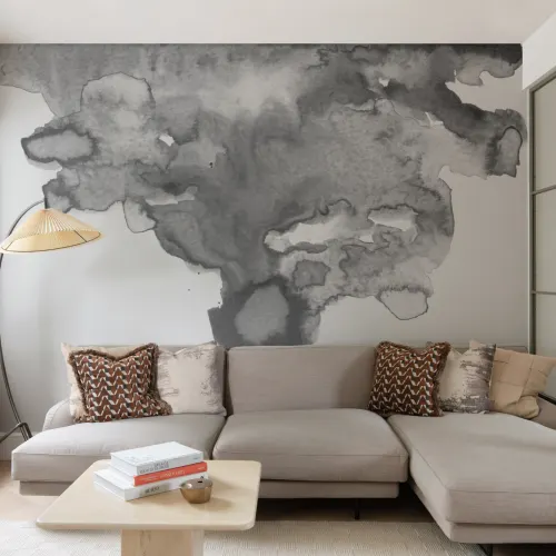 Soft Gray Watercolor Wallpaper Mural