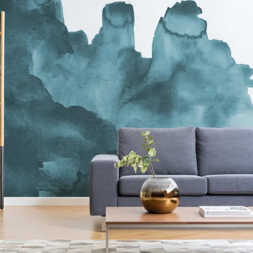 Teal River Watercolor Wallpaper Mural