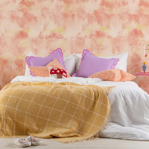 Cool Orange & Yellow Tie Dye Wallpaper Mural