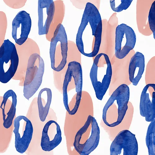 Fototapete Leopardendruck Aquarell Blau und Pfirsischfarben