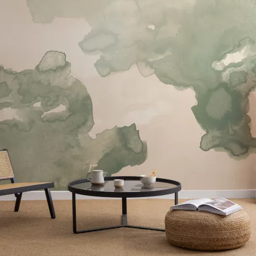 Mural de parede com tinta de aguarela verde sálvia Ombre