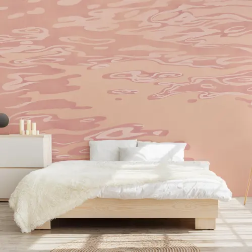 Peach Hand Painted Water Rippling Effect Mural