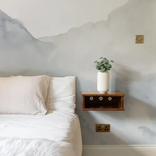 Blue Surging Abstract Watercolor Mural