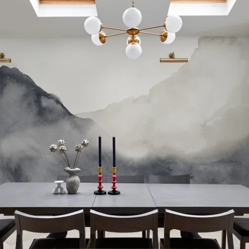 Navy Surging Abstract Watercolor Mural