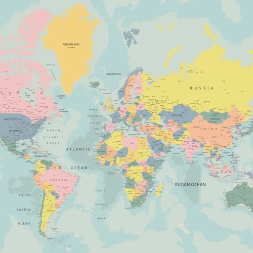 Pastel World Map Wallpaper Mural