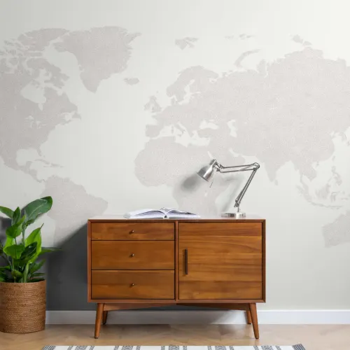 Grey Abstract World Map Wallpaper Mural