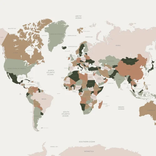Neutral and Pastel World Map Wall Mural