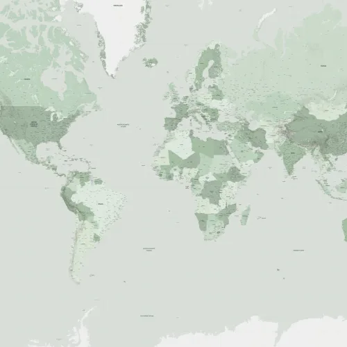 Green World Map Wall Mural For Global Ambience
