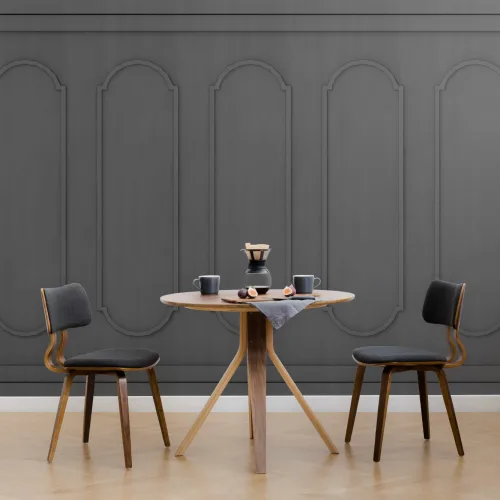 Papier Peint Panoramique Effet Boiserie Motif Arcade Noir