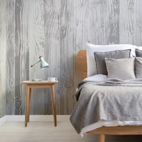 Neutral Printed Wood Panel Effect Wallpaper Mural