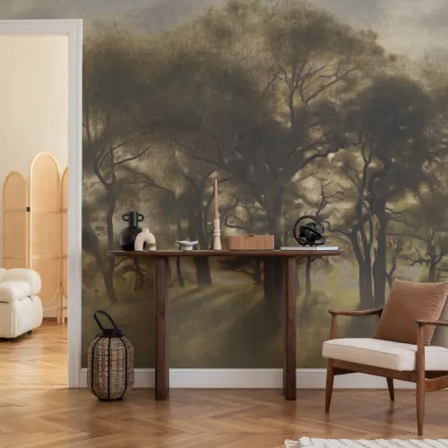 【油彩風景画】VITO「 in Woodland」額装 英国調 Classic Misty Forest Oil Painting Mural - Hovia