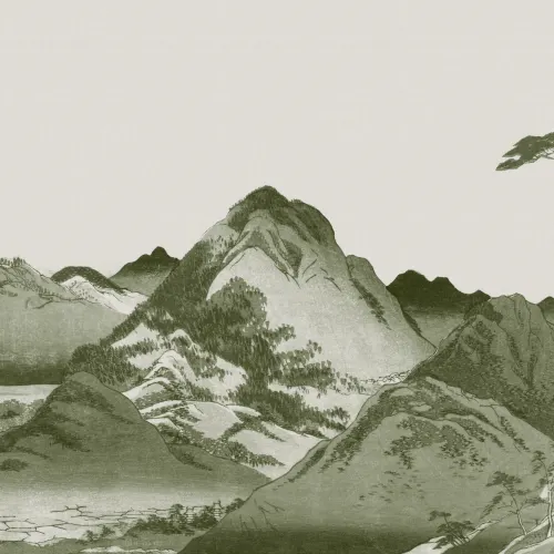 Green Japanese Mountain Landscape Art Mural – Hovia - Hovia