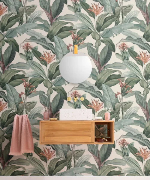 Idee di carta da parati per il bagno in stile botanico per il 2025